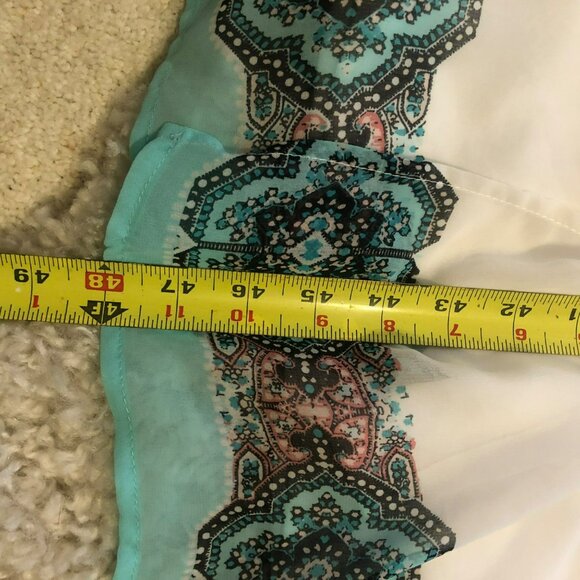 Lily Rose Tank Maxi Dress Sz S Crochet Top Boho Print Mint Green 70s Vibe Lined - Picture 9 of 10